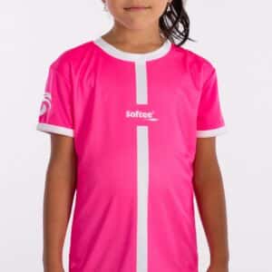 CAMISETA SOFTEE TIPEX NIÑA  - FUCSIA FLUOR/BLANCO, 8 AÑOS