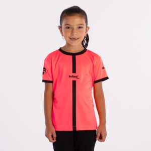 CAMISETA SOFTEE TIPEX NIÑA  - 12 AÑOS, CORAL FLUOR/NEGRO