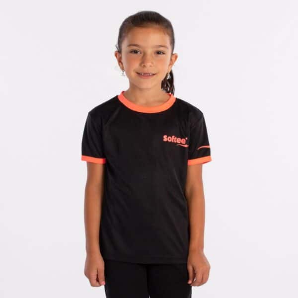 CAMISETA SOFTEE GALAXY NIÑA - 14 AÑOS, NEGRO/CORAL FLUOR