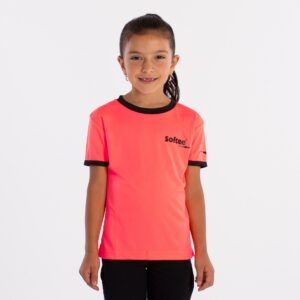 CAMISETA SOFTEE GALAXY NIÑA - 6 AÑOS, CORAL FLUOR/NEGRO