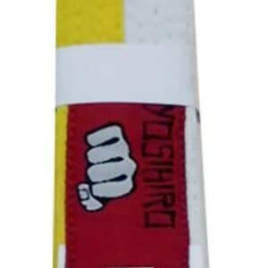 CINTURON KARATE/JUDO YOSIHIRO 100% ALGODON - BLANCO/AMARILLO, JUNIOR