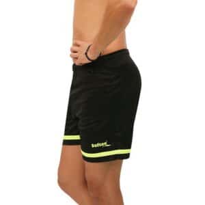PANTALON CORTO SOFTEE PRIMAX NEW NIÑO - 4 AÑOS, NEGRO/AMARILLO FLUOR SIN BOLSILLO FUTBOL