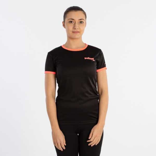 CAMISETA SOFTEE GALAXY MUJER - NEGRO/CORAL FLUOR, M