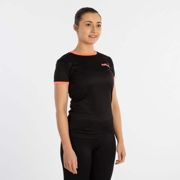 CAMISETA SOFTEE GALAXY MUJER - XL, NEGRO/CORAL FLUOR