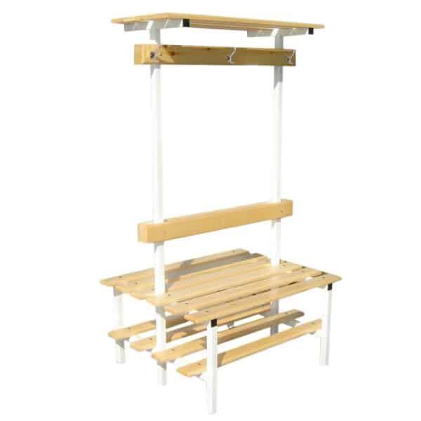 BANCO VESTUARIO DOBLE CON ZAPATILLERO, PERCHA Y ESTANTE SUPERIOR 1,5MT - Imagen 4