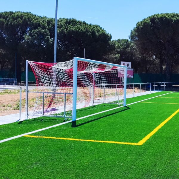 JUEGO PORTERIAS ALUMINIO FUTBOL 11  120X100 ABATIBLES CON ARQUILLOS GALVANIZADOS EN CALIENTE - Imagen 5