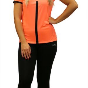 CAMISETA SOFTEE TIPEX MUJER  - XL, CORAL FLUOR/NEGRO