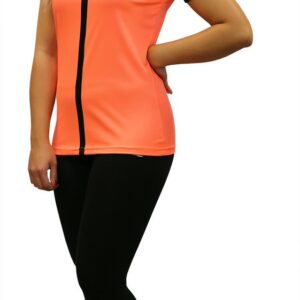 CAMISETA SOFTEE TIPEX MUJER  - CORAL FLUOR/NEGRO, S