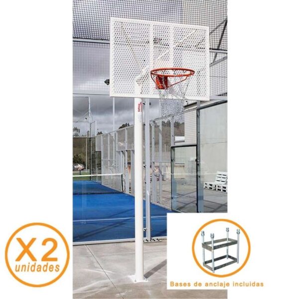 JUEGO CANASTAS ANTIVANDALICAS BALONCESTO NEW TUBO 114 MM GALVANIZADAS -INCLUYE AROS, REDES Y TABLEROS- - Imagen 9