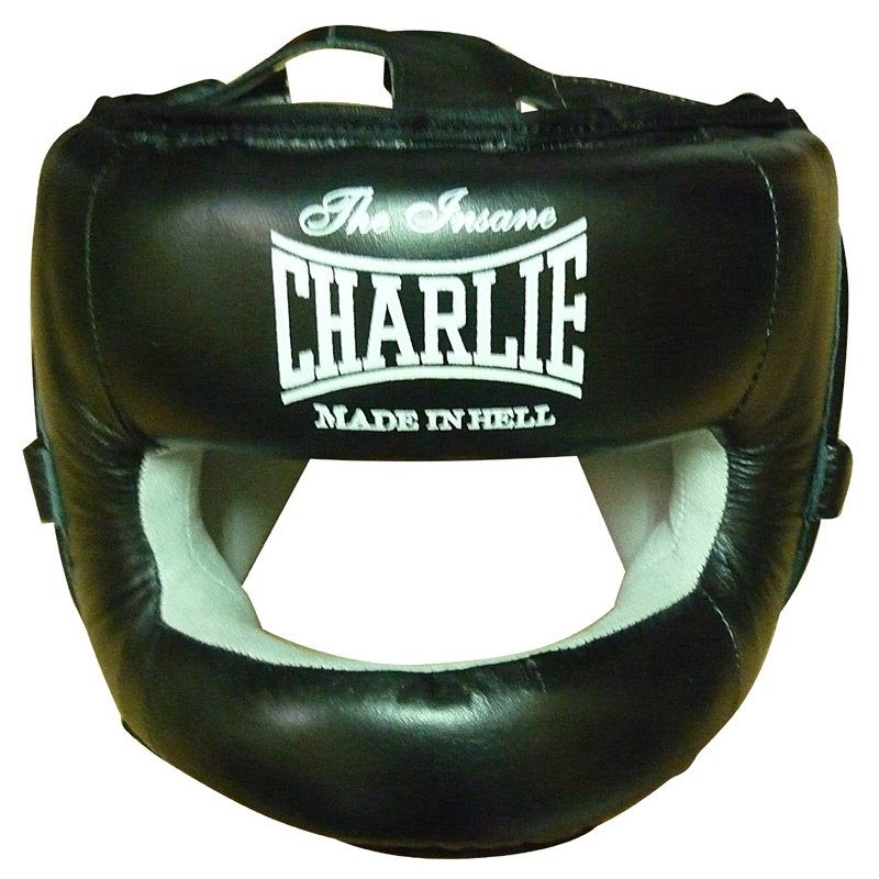 Casco de Boxeo con Barra Frontal CHARLIE casco barra H NEGRO - Lua Sports
