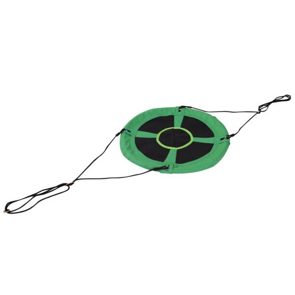 Columpio Nido Infantil Columpio de Árbol Forma Redonda Columpio para Niños Carga 100kg Jardín Exterior al Aire Libre Asiento Cómodo Tela de Oxford Negro y Verde - Imagen 5