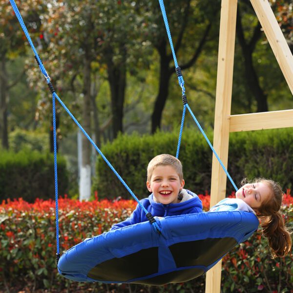 Columpio Nido Infantil Jardín Asiento Cómodo y Desmontable Carga hasta 100kg Gran Tamaño Φ100x180cm Azul y Negro - Imagen 11