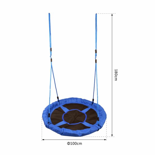 Columpio Nido Infantil Jardín Asiento Cómodo y Desmontable Carga hasta 100kg Gran Tamaño Φ100x180cm Azul y Negro - Imagen 12