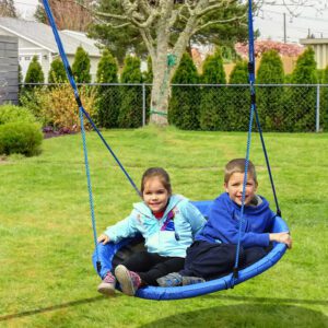 Columpio Nido Infantil Jardín Asiento Cómodo y Desmontable Carga hasta 100kg Gran Tamaño Φ100x180cm Azul y Negro