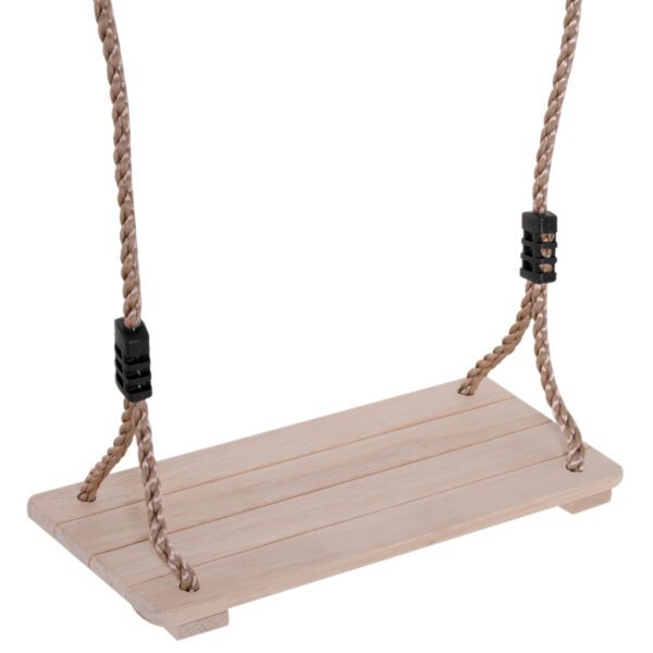 Columpio Infantil de Madera con Cuerda para Jardines Asiento 40x16cm - Imagen 6