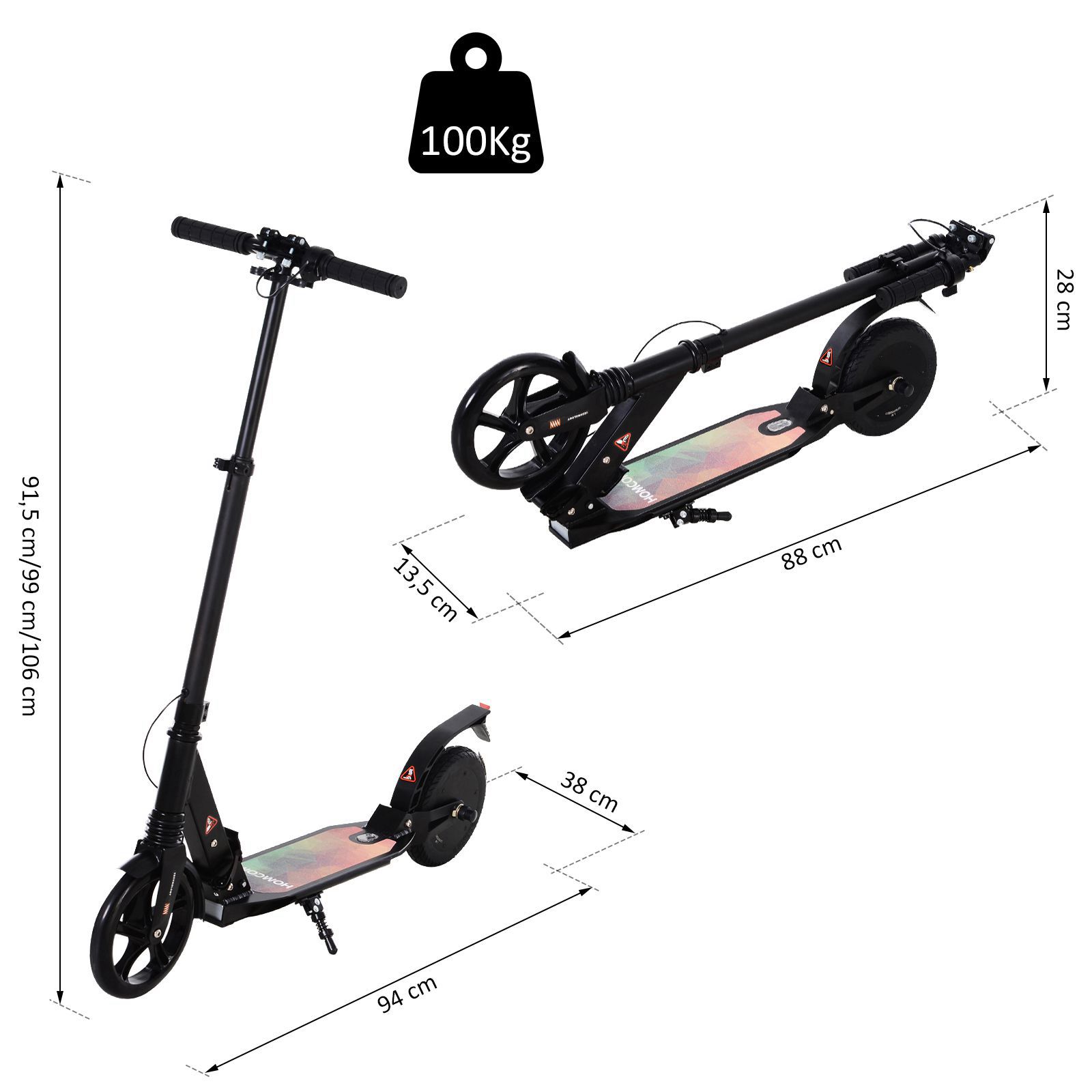 E-Scooter Plegable Manillar Ajustable 15km/h Patinete Eléctrico 14 Años 