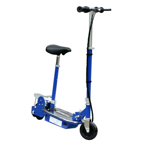 Patinete Eléctrico Scooter Plegable con Manillar y Asiento Ajustable - Color Azul - 81.5x37x96cm