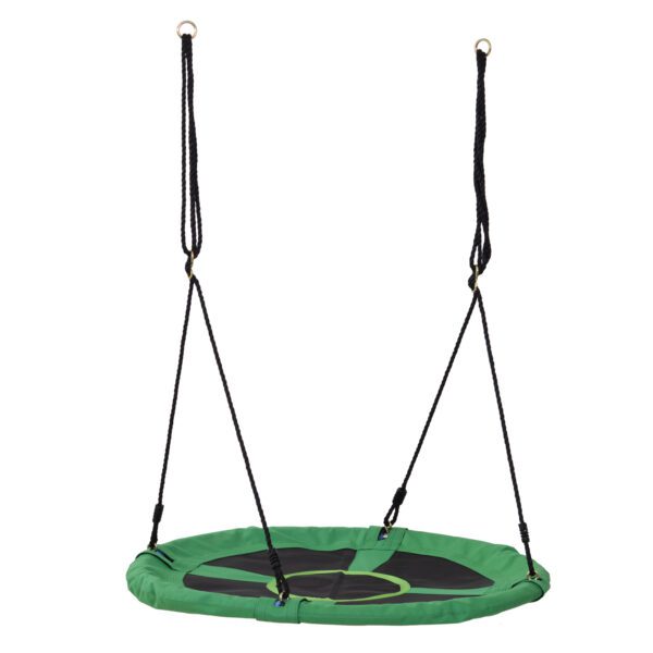 Columpio Nido Infantil Columpio de Árbol Forma Redonda Columpio para Niños Carga 100kg Jardín Exterior al Aire Libre Asiento Cómodo Tela de Oxford Negro y Verde - Imagen 6