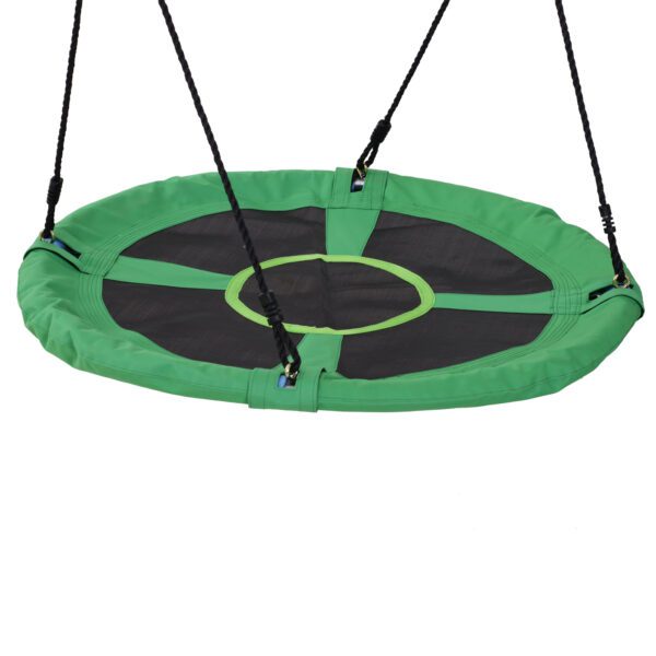 Columpio Nido Infantil Columpio de Árbol Forma Redonda Columpio para Niños Carga 100kg Jardín Exterior al Aire Libre Asiento Cómodo Tela de Oxford Negro y Verde - Imagen 4