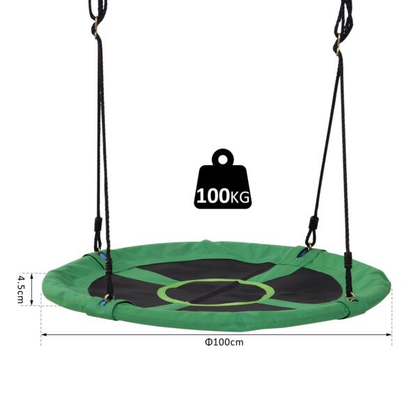 Columpio Nido Infantil Columpio de Árbol Forma Redonda Columpio para Niños Carga 100kg Jardín Exterior al Aire Libre Asiento Cómodo Tela de Oxford Negro y Verde - Imagen 7