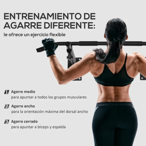 Barra de Musculación para Pared Entrenamiento de Dominadas Máx. 150kg Negro AGARRE SACO BOXEO - Imagen 11