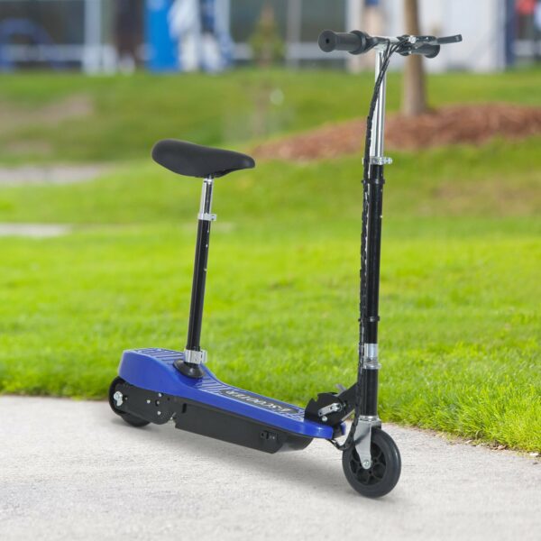 Patinete Eléctrico Scooter Plegable con Manillar y Asiento Ajustable - Color Azul - 78x40x96cm