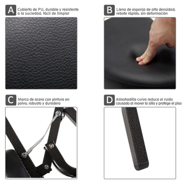 Silla de Masaje Plegable Portátil para Fisioterapia Rehabilitación Tatuaje Sillón de Tratamiento Ajustable con Bolsa de Transporte Acero Carga 150kg - Imagen 10