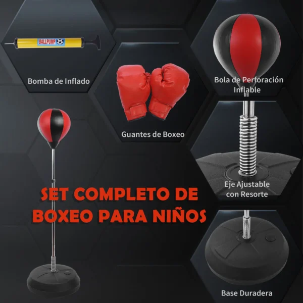 Saco de Boxeo de Pie Punching Ball Entrenamiento MMA Deportes con Guantes y Mancha - Imagen 21