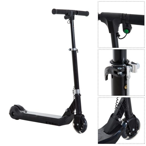 Patinete Eléctrico Scooter Manopatín con Manillar Ajustable Plegable con Doble Freno Carga 45kg - Negro - 70x34x70-84cm - Imagen 11