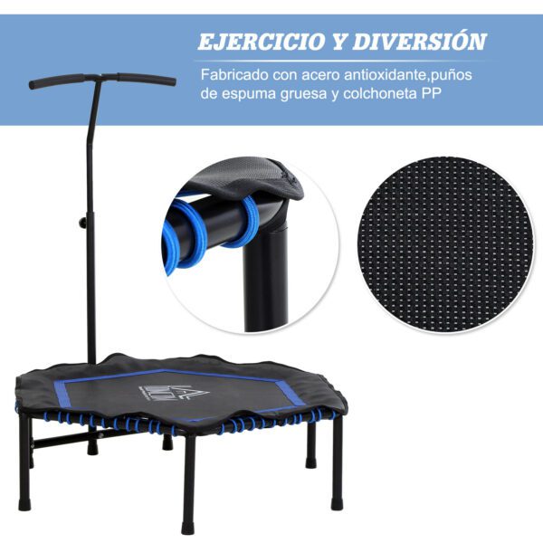 Trampolín Hexagonal Gimnasio para Power Jump Manillar Regulable Azul Φ122x 122/130/138 - Imagen 7