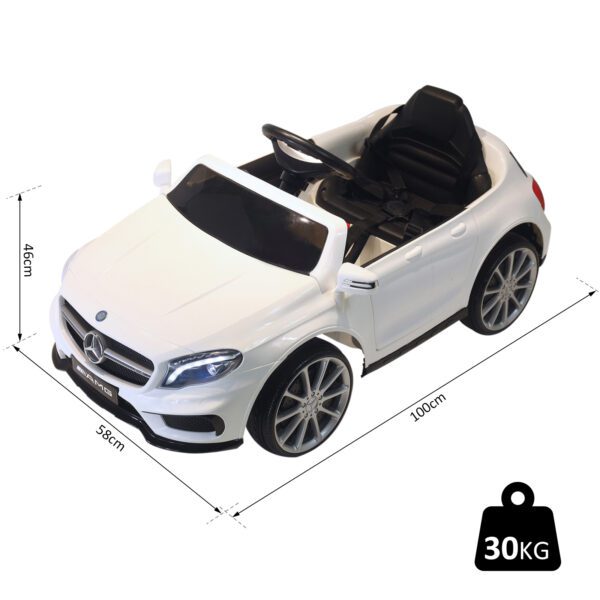 Coche Eléctrico para Niño a partir de 3 Años Automóviles Infantiles Mercedes Benz GLA con Mando a Distancia MP3 USB Carga 30kg 100x58x46cm Blanco - Imagen 11