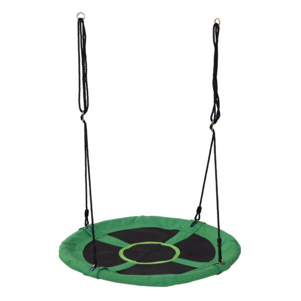 Columpio Nido Infantil Columpio de Árbol Forma Redonda Columpio para Niños Carga 100kg Jardín Exterior al Aire Libre Asiento Cómodo Tela de Oxford Negro y Verde - Imagen 8