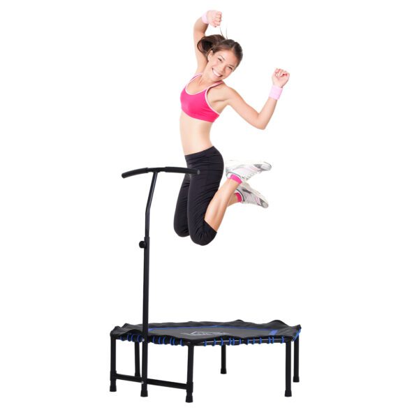 Trampolín Hexagonal Gimnasio para Power Jump Manillar Regulable Azul Φ122x 122/130/138