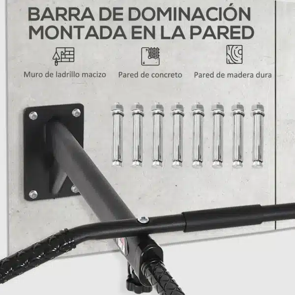 Barra de Musculación para Pared Entrenamiento de Dominadas Máx. 150kg Negro AGARRE SACO BOXEO - Imagen 14