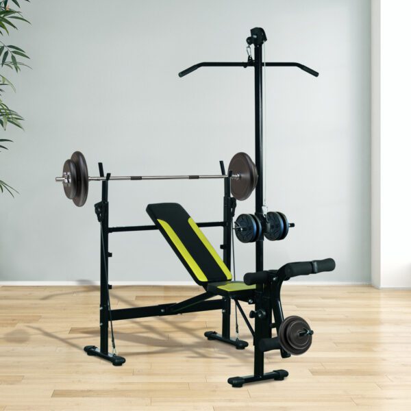 Banco de Pesas Reclinable Multifunción para Entrenamiento y Musculación 175x110x202 cm