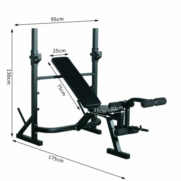 Banco de Pesas para Entrenamiento y Musculación Color Negro Acero PVC EVA - 175 x 98 x 130 cm - Imagen 7