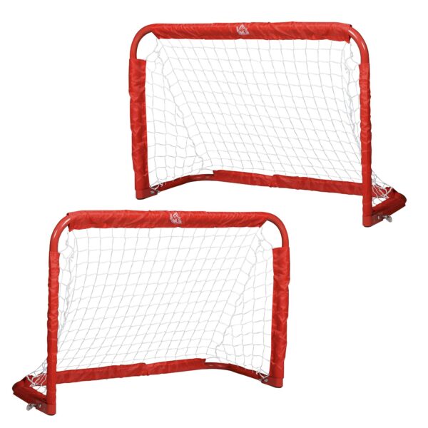 Set de 2 Porterías Plegables de Fútbol Puertas de Fútbol Portátil para Jardín y Exterior para Niños y Adultos 90x36x60 cm Rojo/NEGRO - Imagen 11