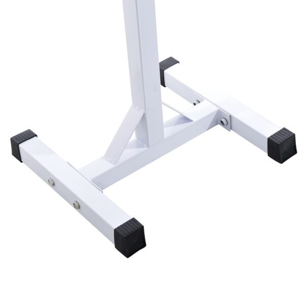 Soporte para Barra de Pesas squat rack Estante Ajustable de 12 Niveles Barra Levantamiento Pesas Gimnasio Max. 150 KG Acero 52x48x108-163 cm Blanco - Imagen 2