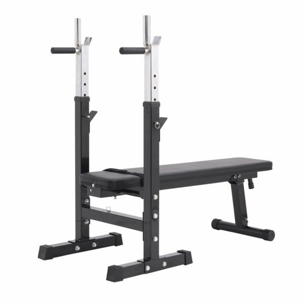 Banco de Pesas Plegable Máquina de Musculación Multifunción Negro Cuero y Acero 123.6x56x90-111cm - Imagen 4