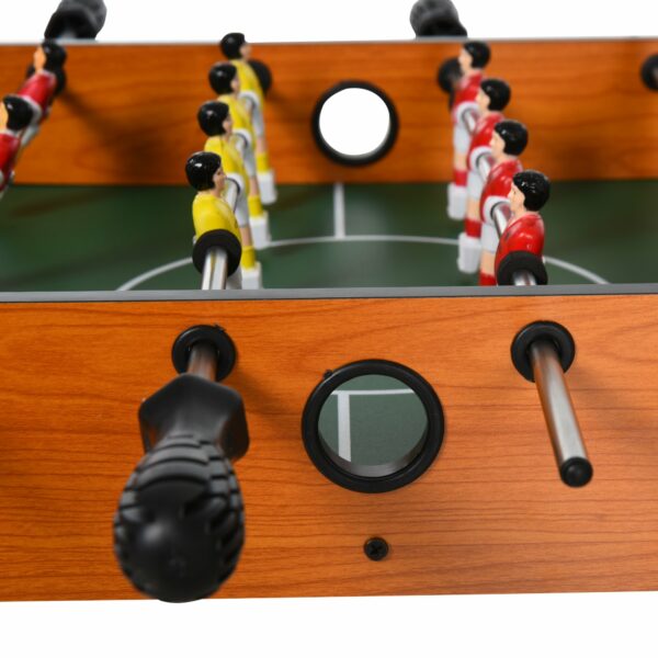 Mesa de Futbolín Juego de Fútbol de Mesa con 22 Jugadores Incluidos Tablas de Puntuación Agarres Cómodos 84,5x40x61,2 cm Madera y Negro - Imagen 11