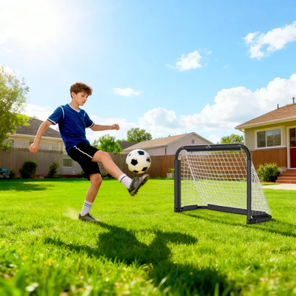 Set de 2 Porterías Plegables de Fútbol Puertas de Fútbol Portátil para Jardín y Exterior para Niños y Adultos 90x36x60 cm Rojo/NEGRO - Imagen 14