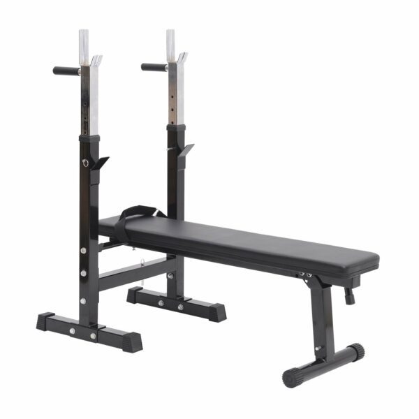 Banco de Pesas Plegable Máquina de Musculación Multifunción Negro Cuero y Acero 123.6x56x90-111cm - Imagen 12