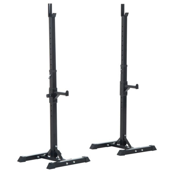 Soporte para Barra de Pesas squat rack Estante Ajustable de 12 Niveles Barra Levantamiento Pesas Gimnasio Max. 150 KG Acero 52x48x108-163 cm Negro - Imagen 7