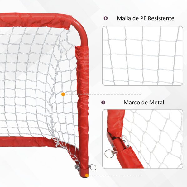 Set de 2 Porterías Plegables de Fútbol Puertas de Fútbol Portátil para Jardín y Exterior para Niños y Adultos 90x36x60 cm Rojo/NEGRO - Imagen 9