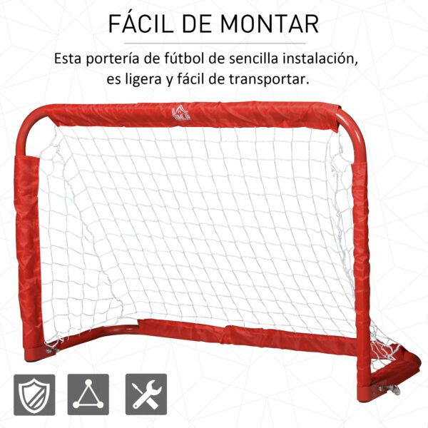 Set de 2 Porterías Plegables de Fútbol Puertas de Fútbol Portátil para Jardín y Exterior para Niños y Adultos 90x36x60 cm Rojo/NEGRO - Imagen 7