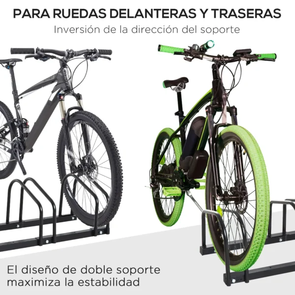 Aparcamiento 6 Bicicletas Soporte Aparcar Bici Suelo y Pared Garaje Almacenamiento Acero (6 Bicicletas) COLOR BLANCO/NEGRO - Imagen 15