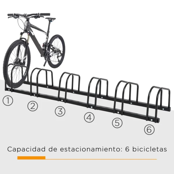 Aparcamiento 6 Bicicletas Soporte Aparcar Bici Suelo y Pared Garaje Almacenamiento Acero (6 Bicicletas) COLOR BLANCO/NEGRO - Imagen 13