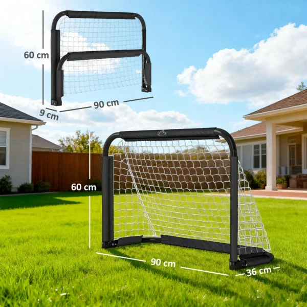Set de 2 Porterías Plegables de Fútbol Puertas de Fútbol Portátil para Jardín y Exterior para Niños y Adultos 90x36x60 cm Rojo/NEGRO - Imagen 16