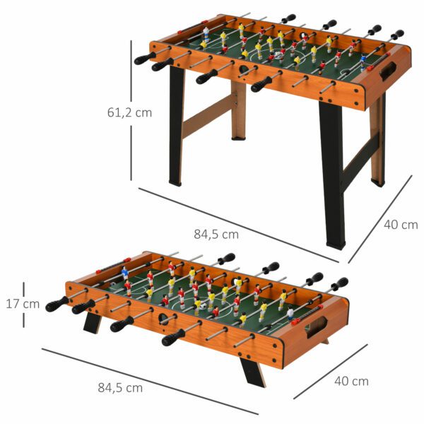 Mesa de Futbolín Juego de Fútbol de Mesa con 22 Jugadores Incluidos Tablas de Puntuación Agarres Cómodos 84,5x40x61,2 cm Madera y Negro - Imagen 13