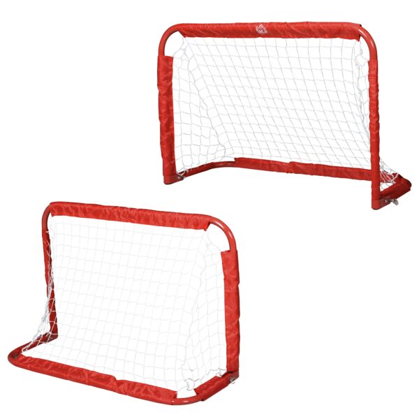Set de 2 Porterías Plegables de Fútbol Puertas de Fútbol Portátil para Jardín y Exterior para Niños y Adultos 90x36x60 cm Rojo/NEGRO - Imagen 3